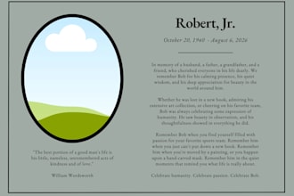 write and design a funerary, memorial, or prayer card