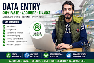 do  data entry, copy paste, excel and finance data entry