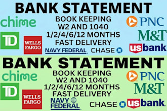 convert bank statement, stubs w2 1099 and 1040, paychecks
