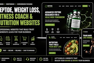 build peptide weight loss website, fitness coach website and nutrition website