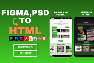 convert figma PSD PDF or image to HTML CSS website