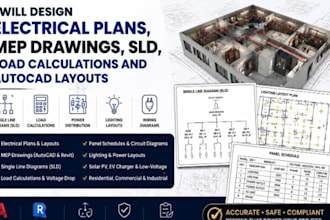 design electrical plan, mep drawings, sld, load calculation and autocad layout