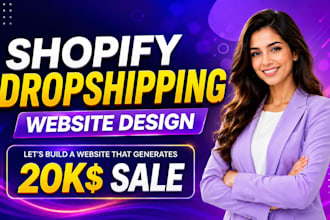 do shopify website design, create shopify store, or shopify dropshipping store