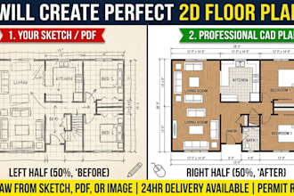draw 2d floor plan, redraw architectural plan, site plan, and 3d floor plan