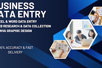 do data entry, virtual assistant, web research, and canva design