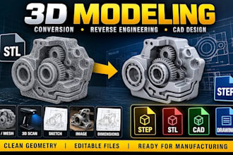 convert stl to step, reverse engineer mesh into editable solid cad models