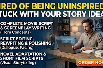 write movie script screenplay screenwriting film script TV pilot script writing