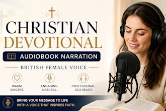 narrate your christian devotional  audiobook, british female voice over for acx