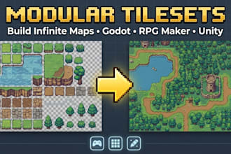 create 16 bit top down pixel art tileset modular rpg maker godot game map assets