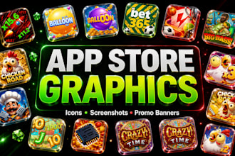 design app store and google play graphics, icons and promo banners