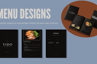 design a modern and professional restaurant menu