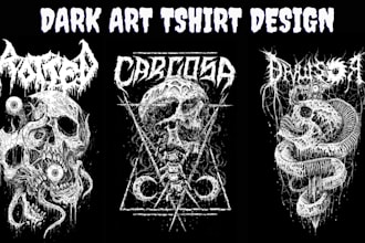design dark art tshirt streetwear horror gothic t shirt branding illustration