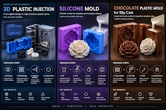 design 3d plastic injection, silicone mold, chocolate plastic mold for slip cast