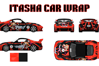 design itasha car wrap anime car wrap livery fivem iracing car wrap vector art