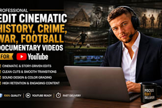 edit cinematic history, crime, war, football documentary videos for youtube