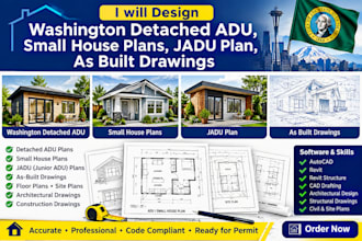 design washington detached adu, small house plans, jadu plan, as built drawings