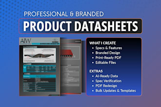 design a professional product spec sheet, datasheet or sell sheet