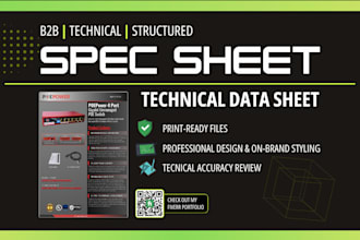 design a professional product spec sheet or datasheet