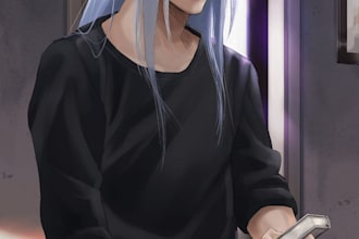 draw half body anime art