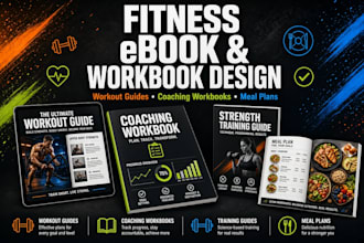 design fitness workout ebook, coaching workbook,training guide and meal plan PDF