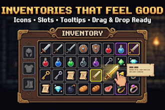 create pixel art game ui hud icons inventory buttons menu for rpg indie game