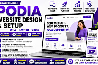 setup a podia online course website and podia digital store with podia migration