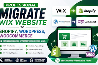 migrate wix website to shopify, wordpress, woocommerce shopify migration