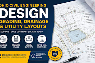 design ohio civil engineering drawing, grading drainage plans utility layouts
