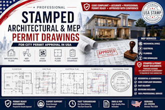complete architectural, civil, structural and mep permit drawings