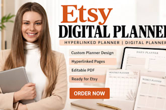 design etsy digital planner hyperlinked planner digital planner