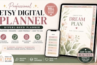 design etsy digital planner hyperlinked planner digital planner