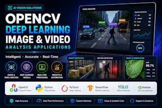 develop opencv object recognition, deep learning image and video analysis apps