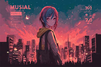 design anime cartoon cover art for your album cover artwork