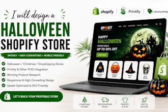 design a seasonal halloween shopify store christmas store and black friday dsers