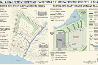 do california, florida erosion control, drainage and general arrangement drawing
