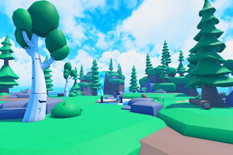 build custom low poly map, studded map with terrain, landscape for roblox game