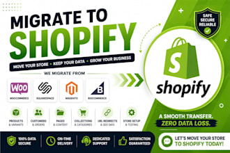 migrate woocommerce squarespace magento bigcommerce website to shopify store