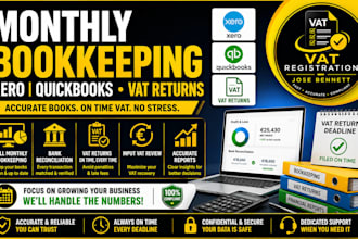 do your monthly xero quickbooks bookkeeping and file UK germany uae vat returns