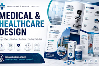 design healthcare flyer, medical catalog, product brochure and medical materials