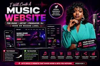 do music website, artist website, dj website, podcast website, musician website