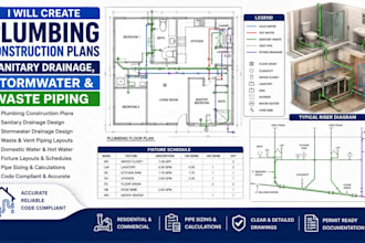 create plumbing construction plans sanitary drainage stormwater and waste piping