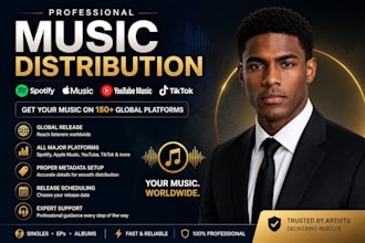 distribute your music to spotify, apple music, youtube music  150 platforms