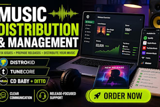 be your music manager, fix and distribute music on distrokid tunecore cd baby