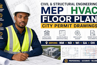 civil, structural engineering mep hvac floor plan city permit nm nd wi ga oh