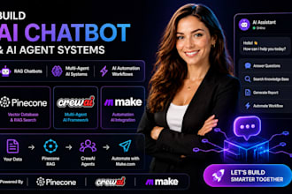 build ai chatbot pinecone rag, crewai multi agent system make com ai integration