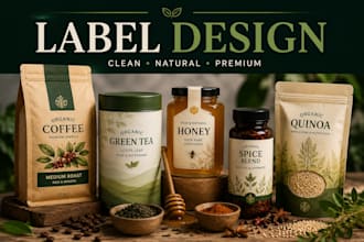 design minimalist organic food label spice packaging coffee tea and honey label