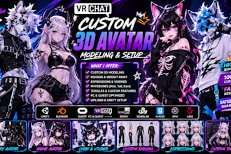 create custom vrchat, furry anime 3d character avatar and vtuber model