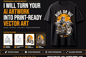 vectorize your ai artwork into print ready t shirt design