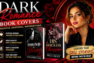 design a dark romance book cover for KDP, paperback and ebook