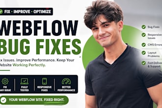 fix webflow bugs, webflow responsive issues webflow cms errors webflow animation